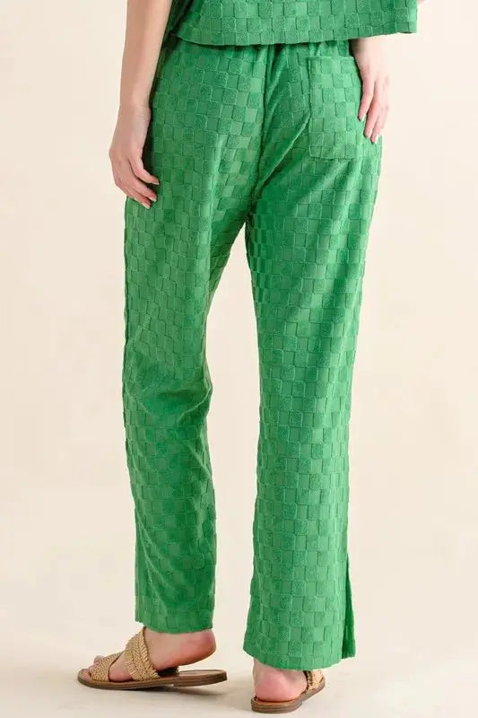 And The Why Brushed Texture Checker Board Pattern Casual Pants - Love Salve